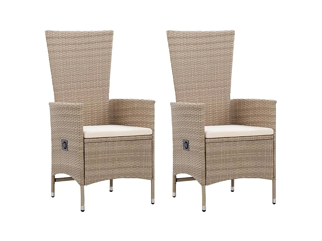 Sedie da Esterno 2 pz con Cuscini in Polyrattan Beige