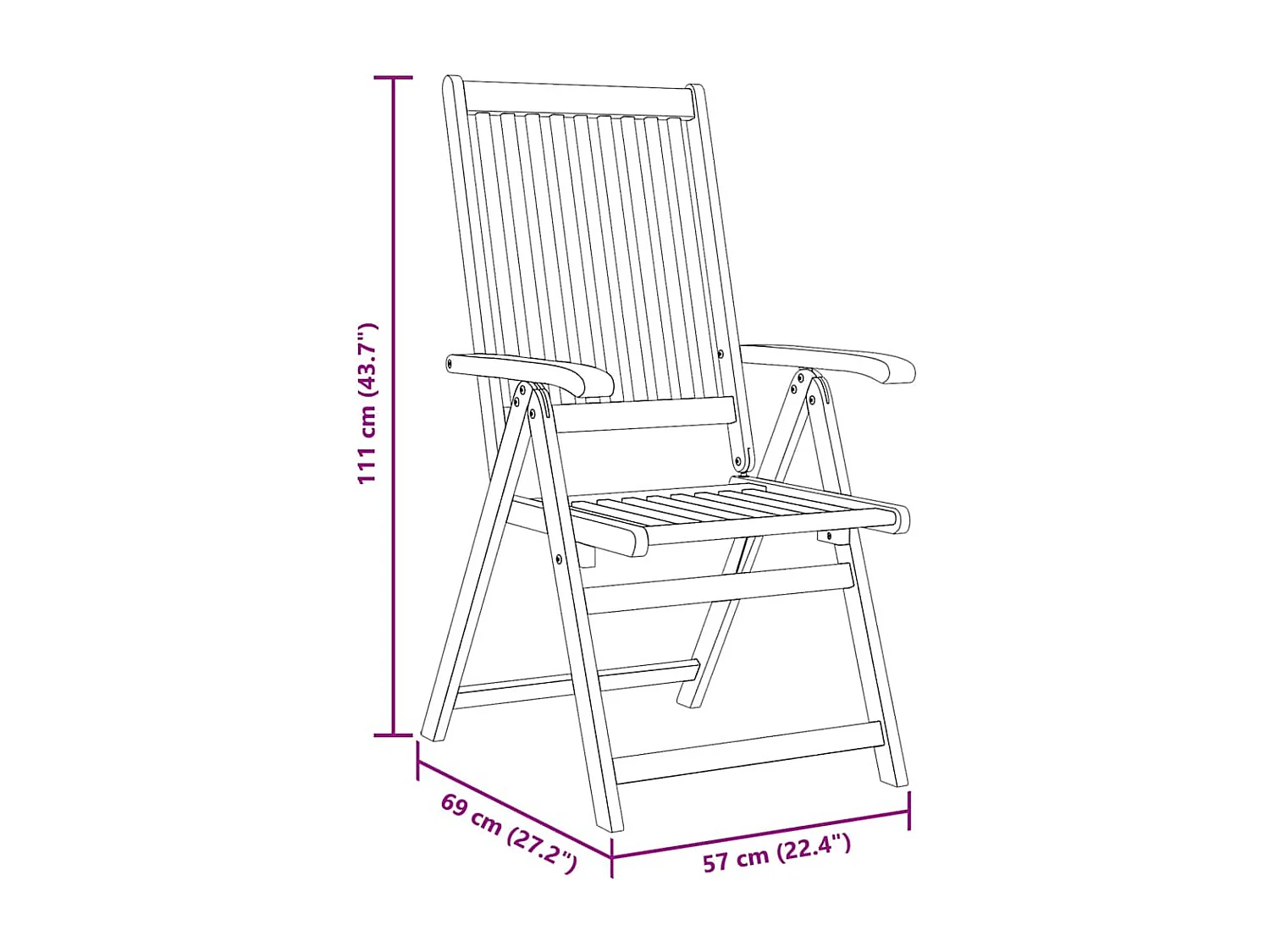 Chaises pliables de jardin lot de 8 Bois d'acacia solide