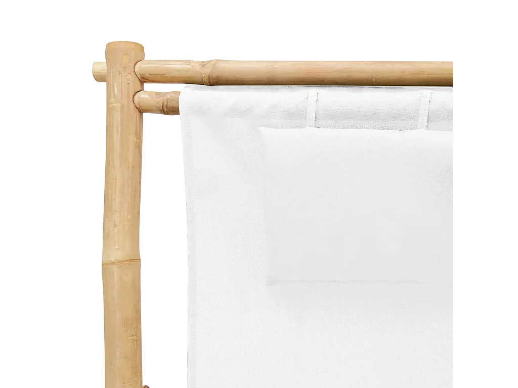 Liegestuhl Bambus und Canvas Cremeweiß