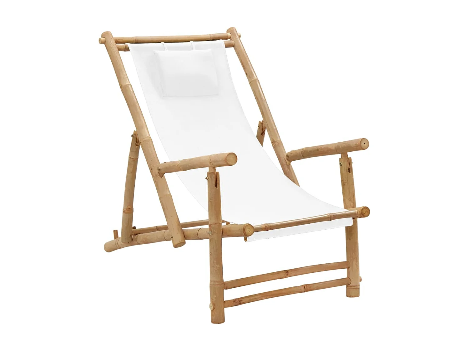 Chaise de terrasse Bambou et toile Blanc crème