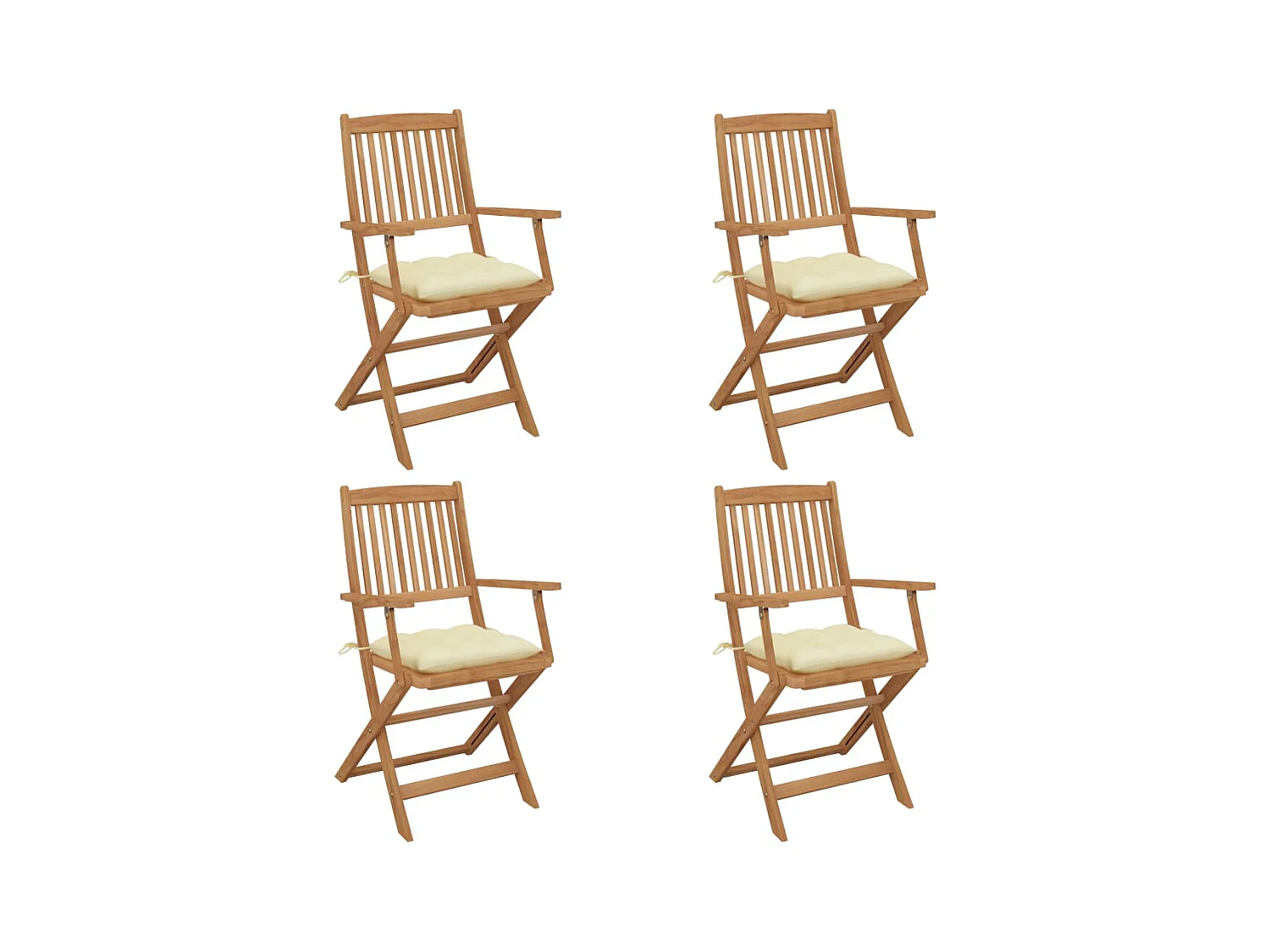 Tuinstoelen 4 st inklapbaar met kussens massief acaciahout