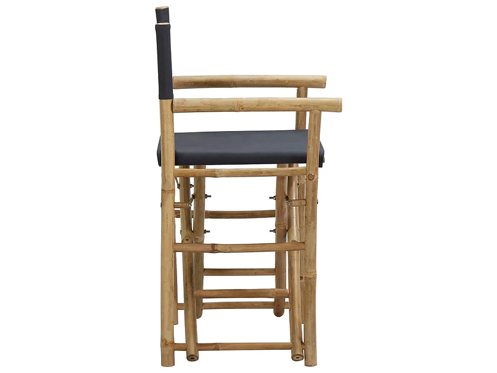 Chaises pliables de directeur lot de 2 Gris foncé Bambou tissu
