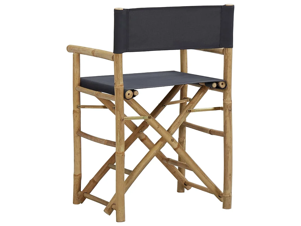 Chaises pliables de directeur lot de 2 Gris foncé Bambou tissu