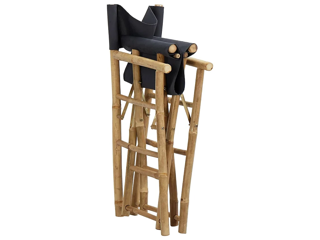 Chaises pliables de directeur lot de 2 Gris foncé Bambou tissu