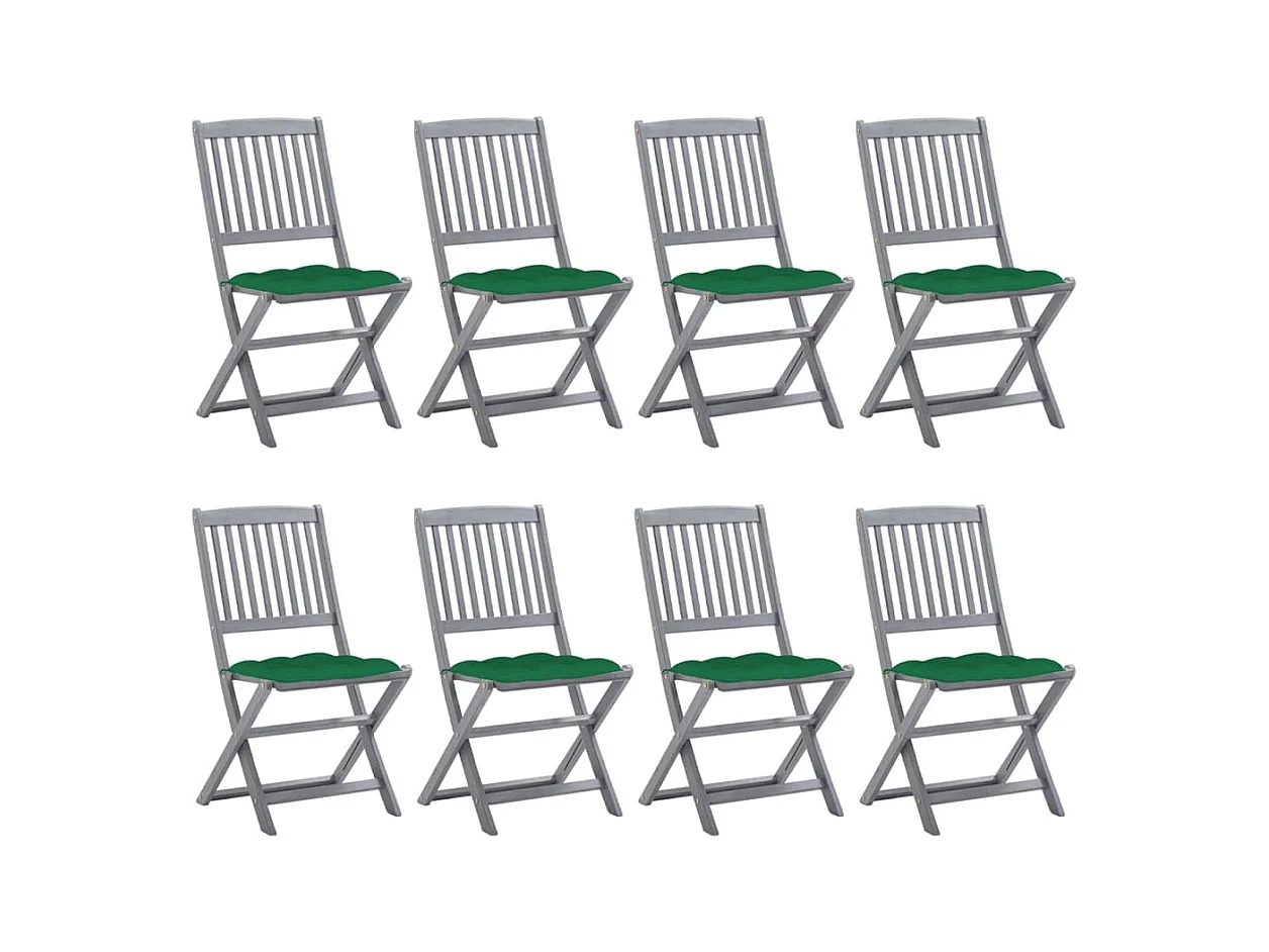 Tuinstoelen 8 st inklapbaar met kussens massief acaciahout