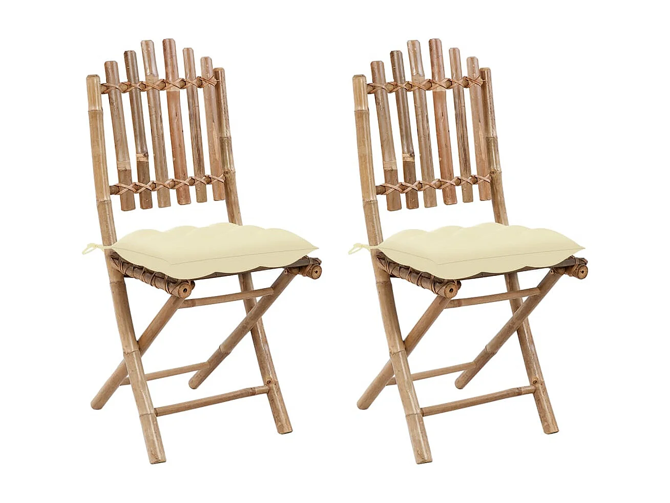 Klappbare Gartenstühle 2 Stk. mit Kissen Bambus