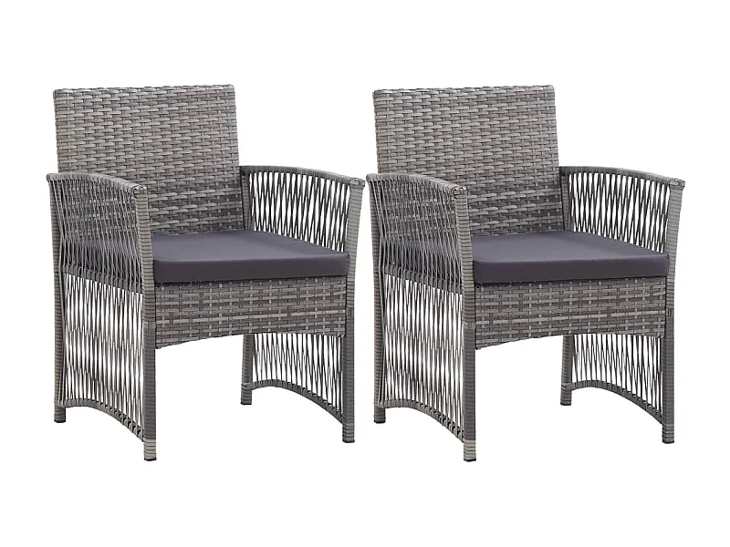 Gartensessel mit Sitzkissen 2 Stk. Anthrazit Poly Rattan