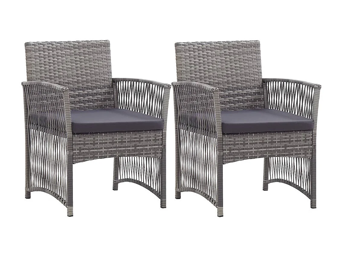 Fauteuils de jardin coussins lot de 2 Anthracite Résine tressée