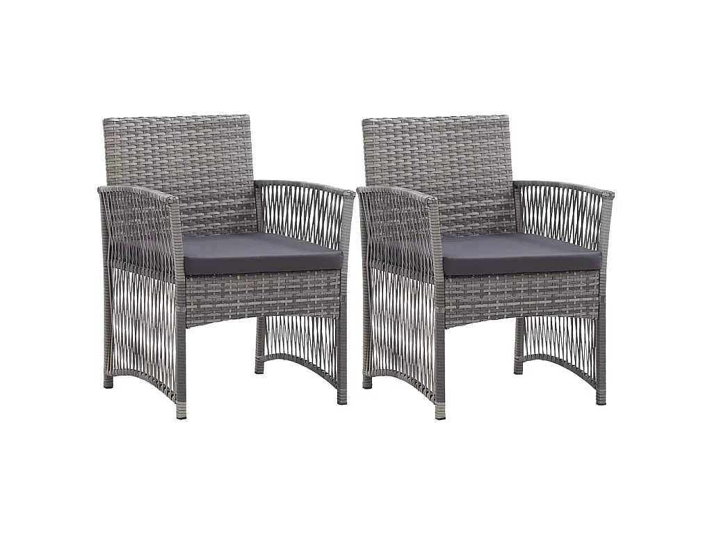 Gartensessel mit Sitzkissen 2 Stk. Anthrazit Poly Rattan