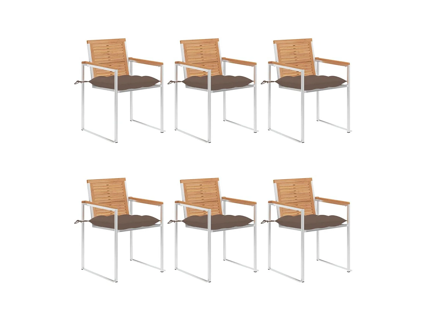 Chaises de jardin lot de 6 avec coussins Bois de teck massif
