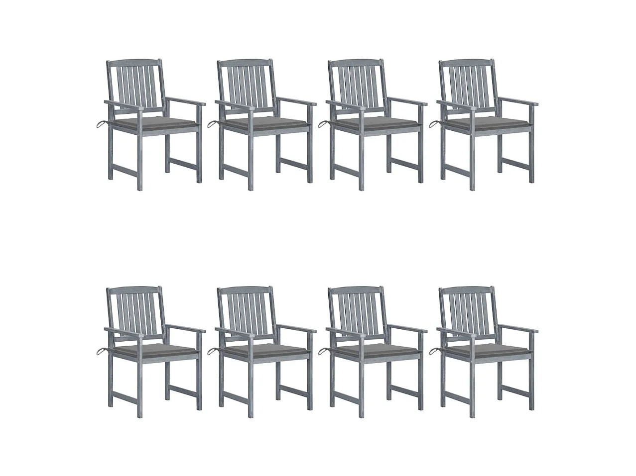 Chaises de jardin et coussins lot de 8 Bois acacia solide Gris
