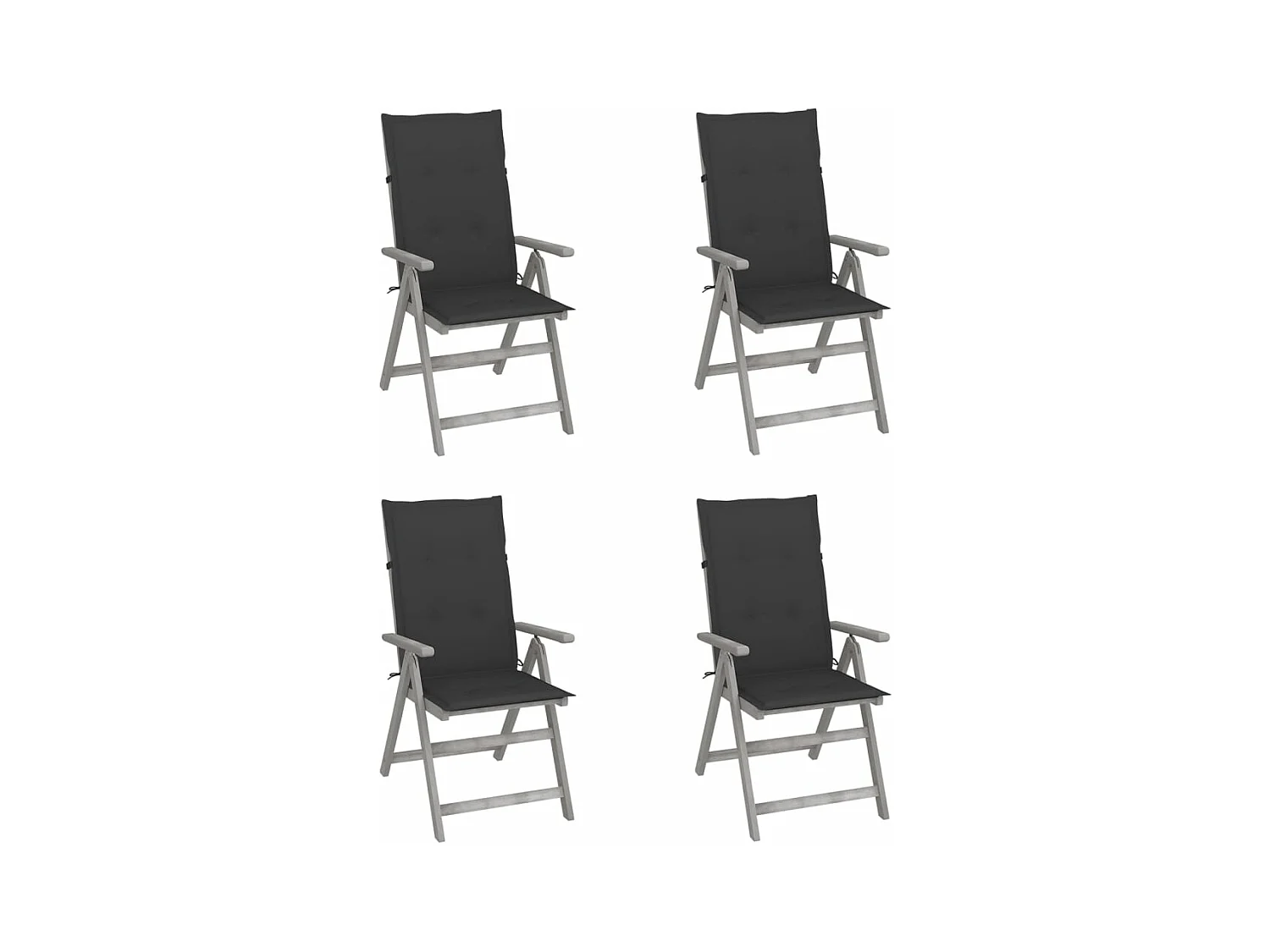 Chaises inclinables de jardin lot de 4 et coussins Bois acacia