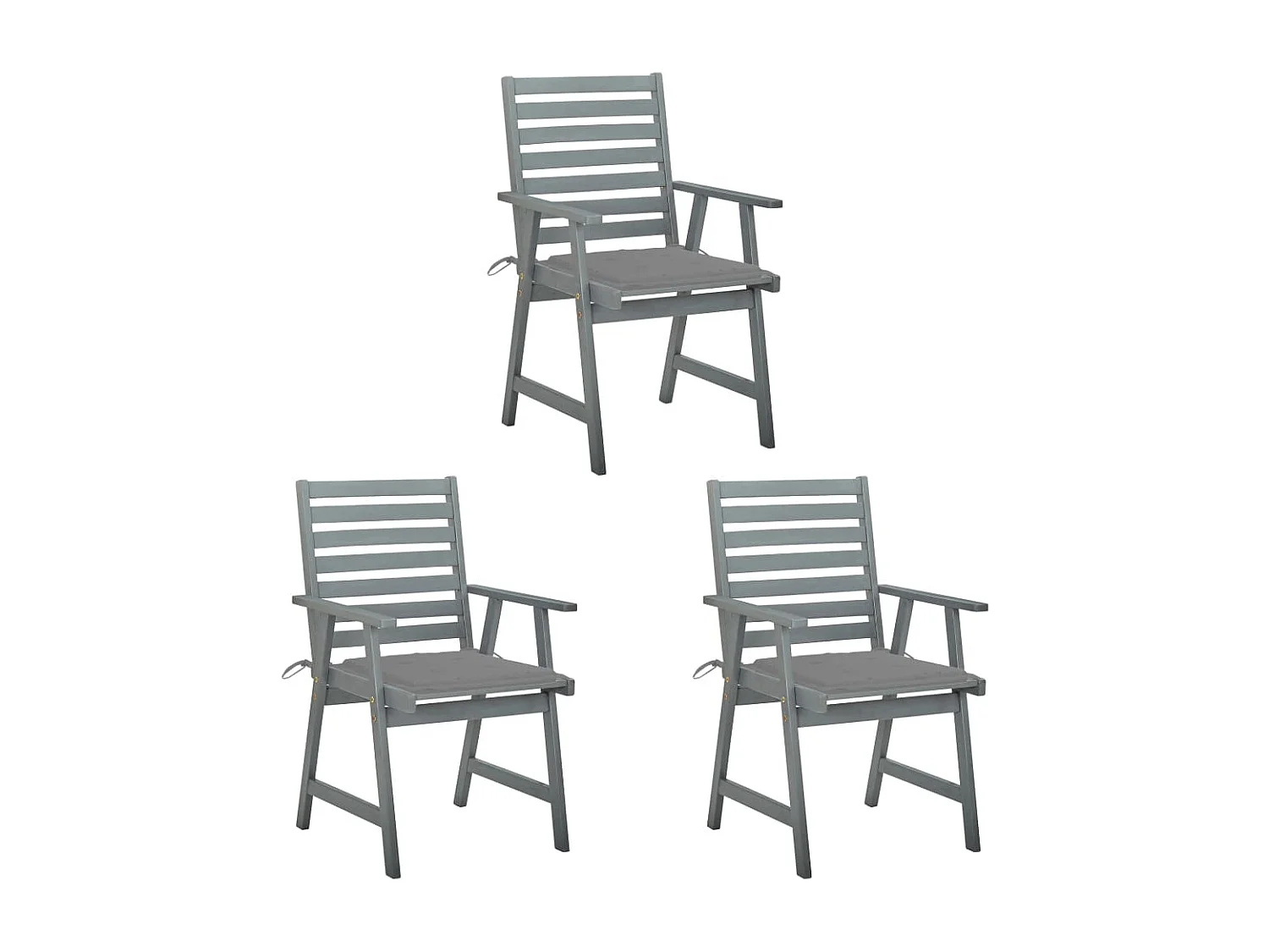 Chaises à manger d'extérieur lot de 3 et coussins Acacia massif