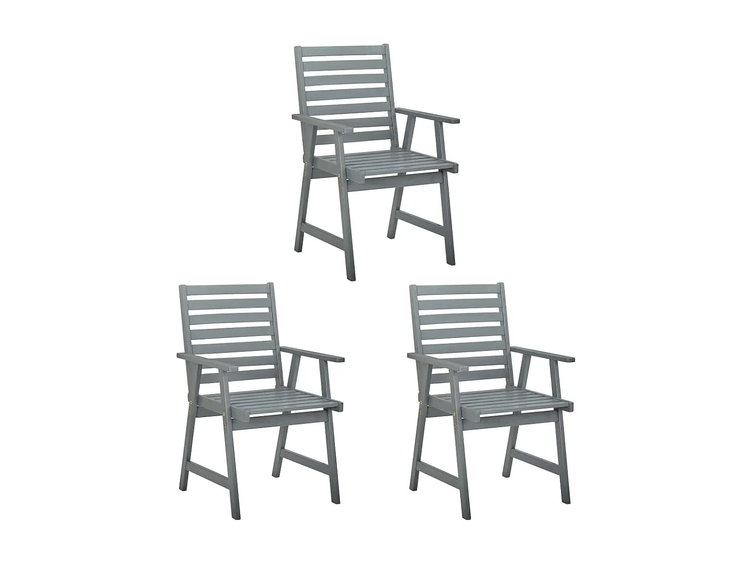 Chaises à manger d'extérieur lot de 3 et coussins Acacia massif