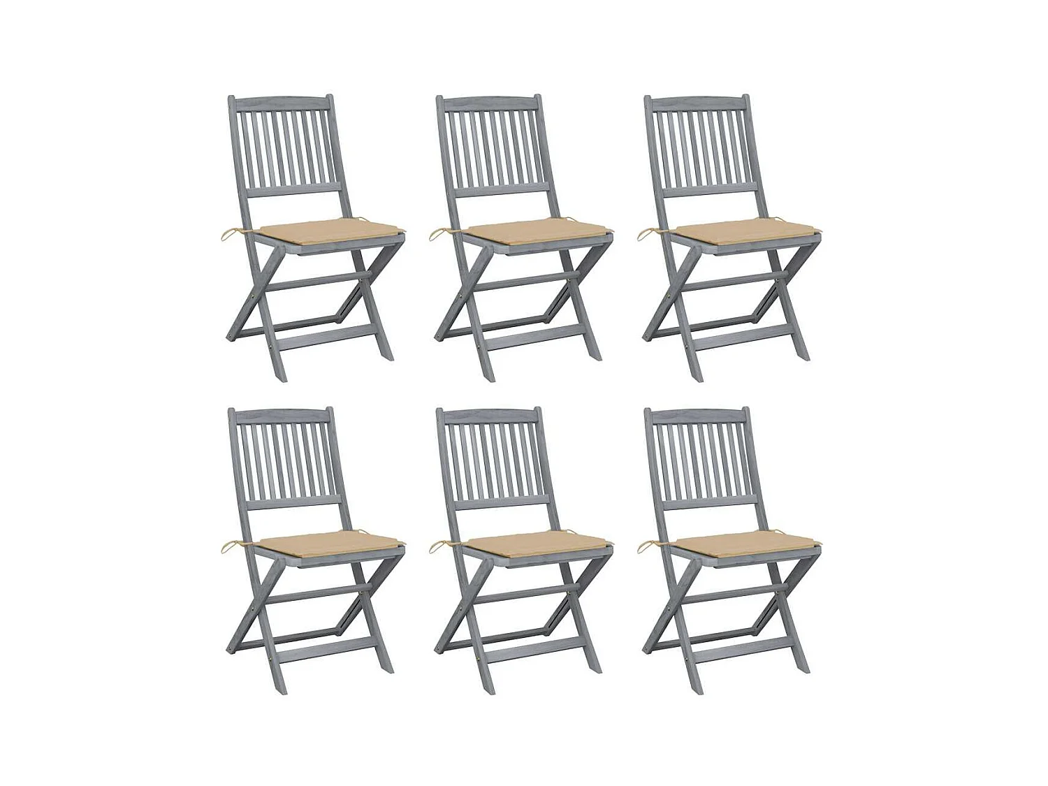 Tuinstoelen 6 st inklapbaar met kussens massief acaciahout