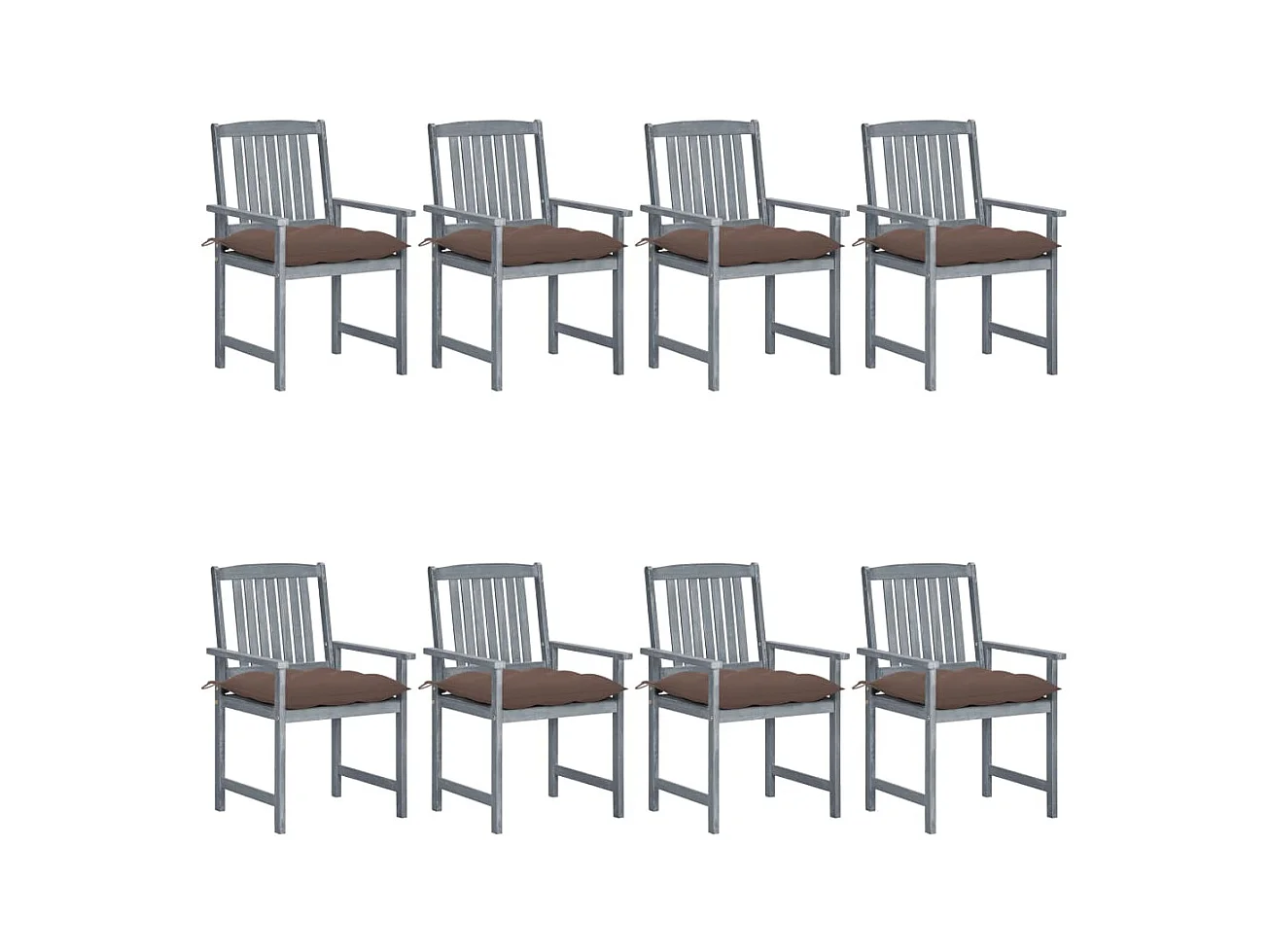 Tuinstoelen 8 st met kussens massief acaciahout grijs