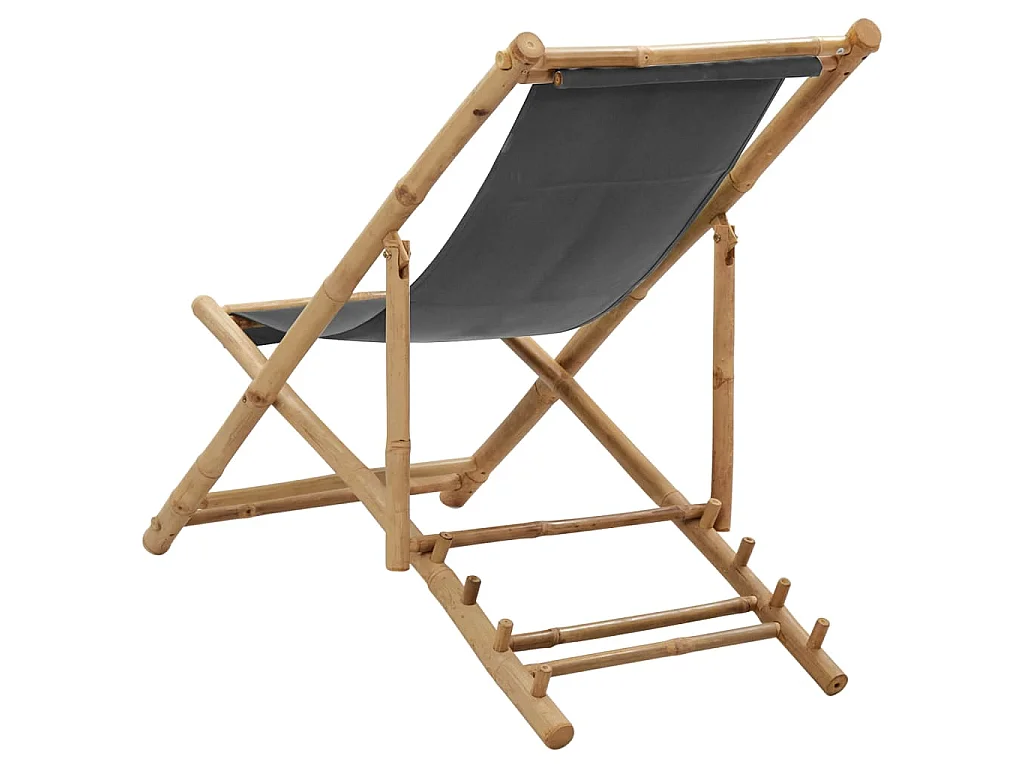 Chaise de terrasse Bambou et toile Gris foncé