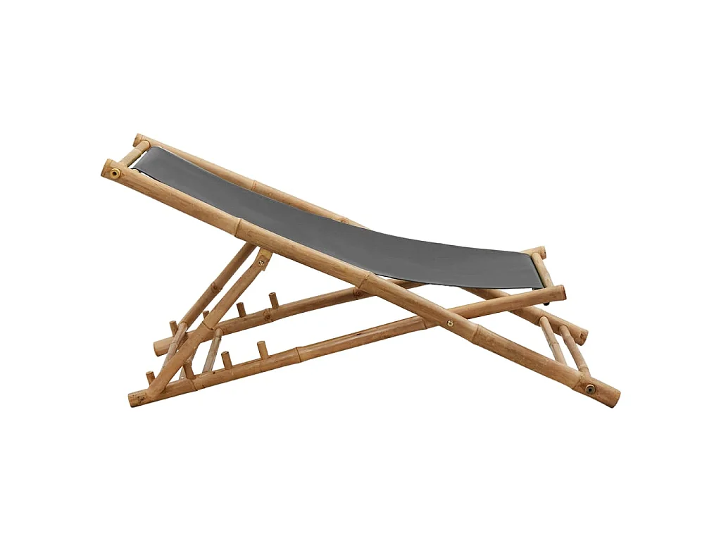 Chaise de terrasse Bambou et toile Gris foncé