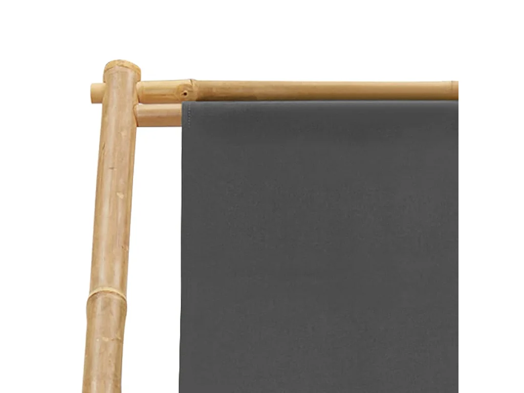 Chaise de terrasse Bambou et toile Gris foncé
