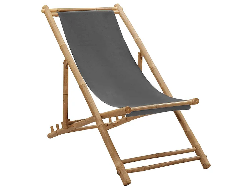 Chaise de terrasse Bambou et toile Gris foncé
