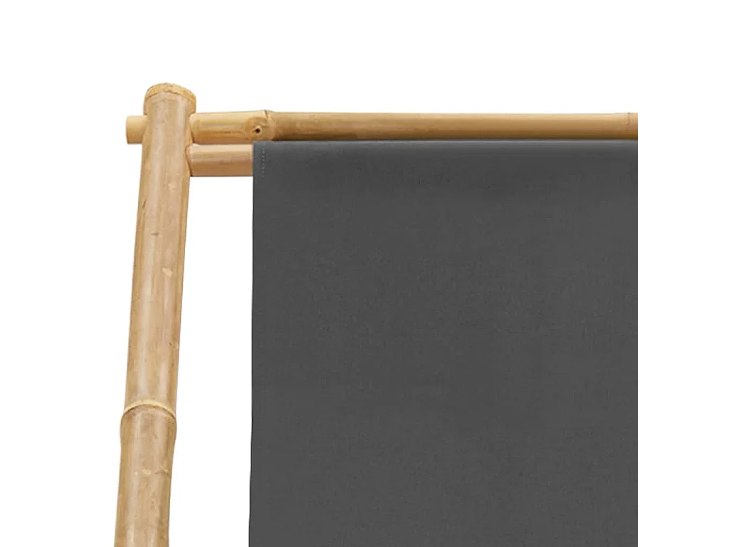 Chaise de terrasse Bambou et toile Gris foncé