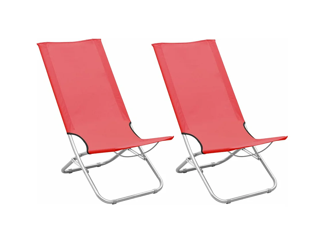 Strandstoelen 2 st inklapbaar stof rood