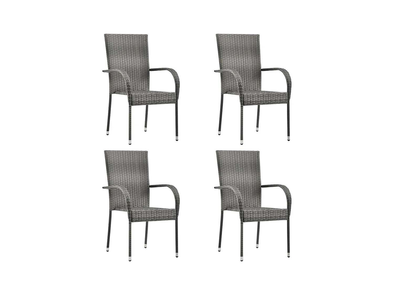 Chaises empilables d'extérieur lot de 4 Gris Résine tressée