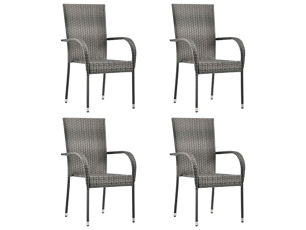 Chaises empilables d'extérieur lot de 4 Gris Résine tressée