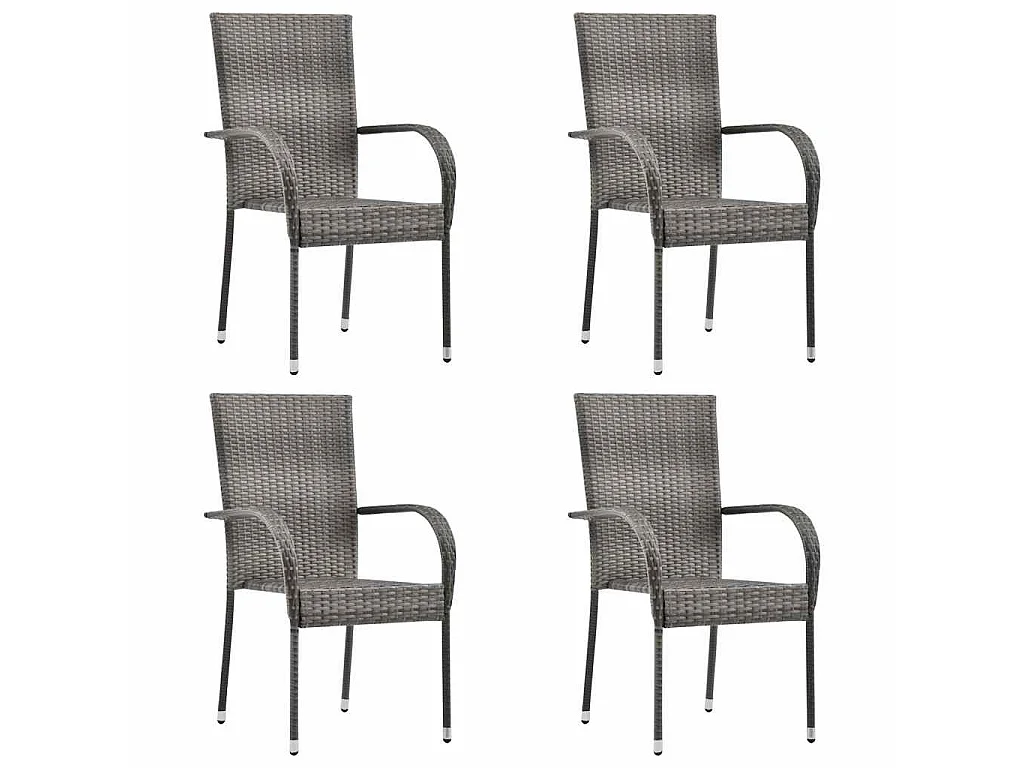 Chaises empilables d'extérieur lot de 4 Gris Résine tressée
