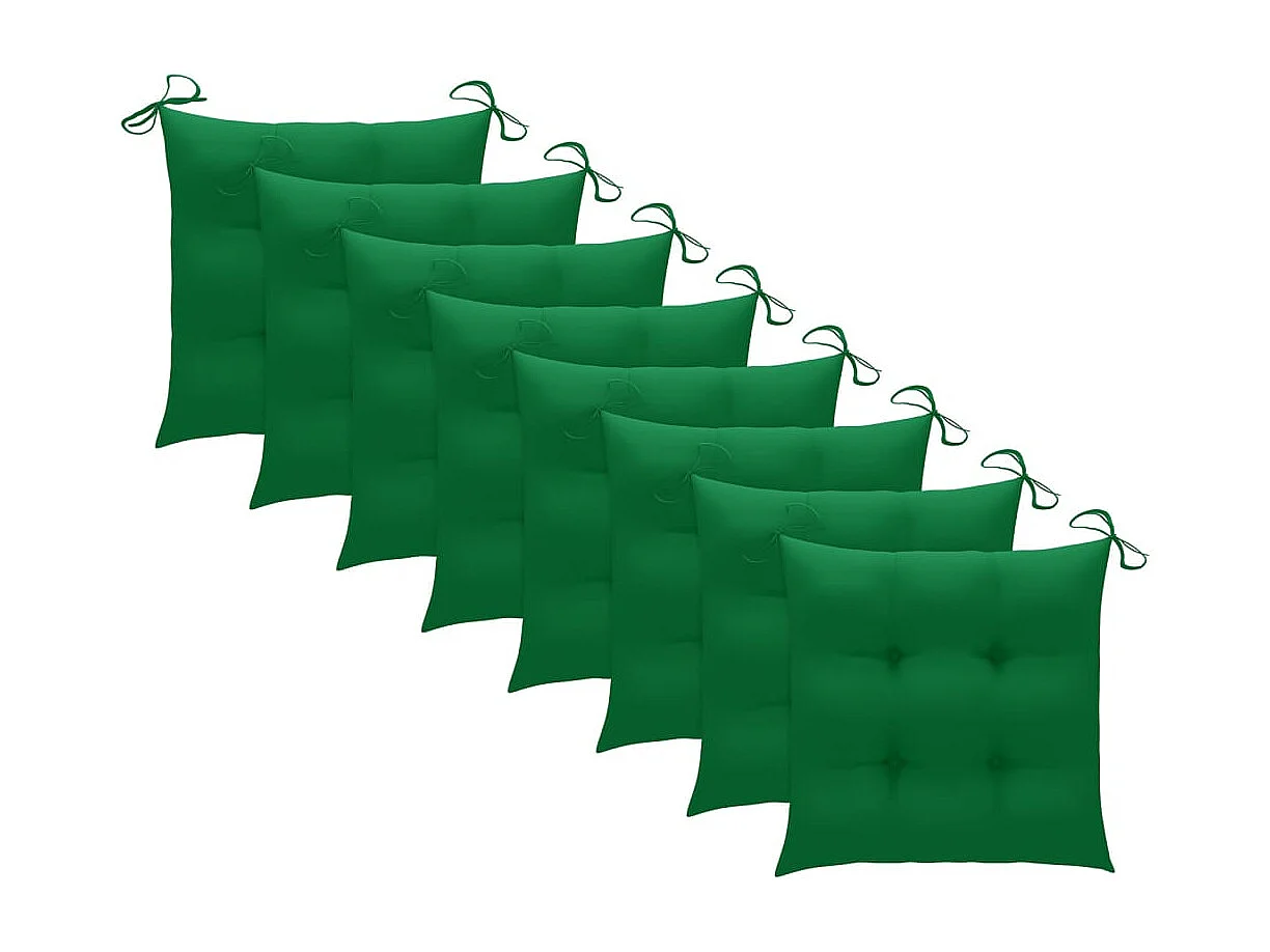 Chaises de jardin et coussins vert lot de 8 Bois de teck massif