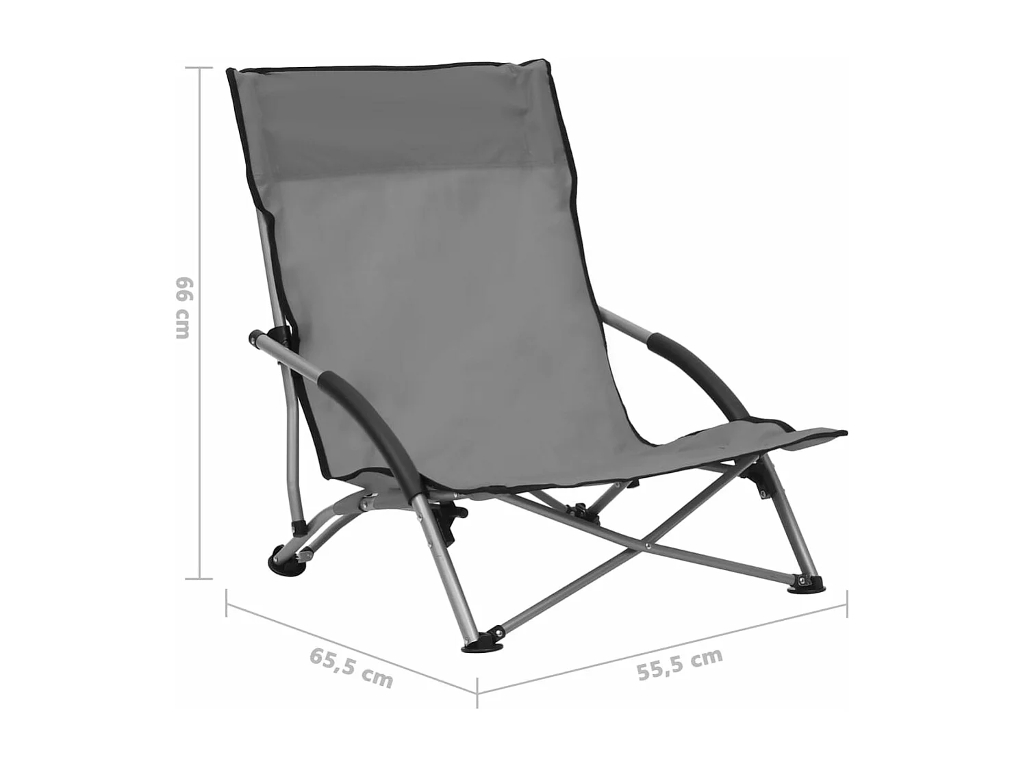 Strandstoelen 2 st inklapbaar stof grijs