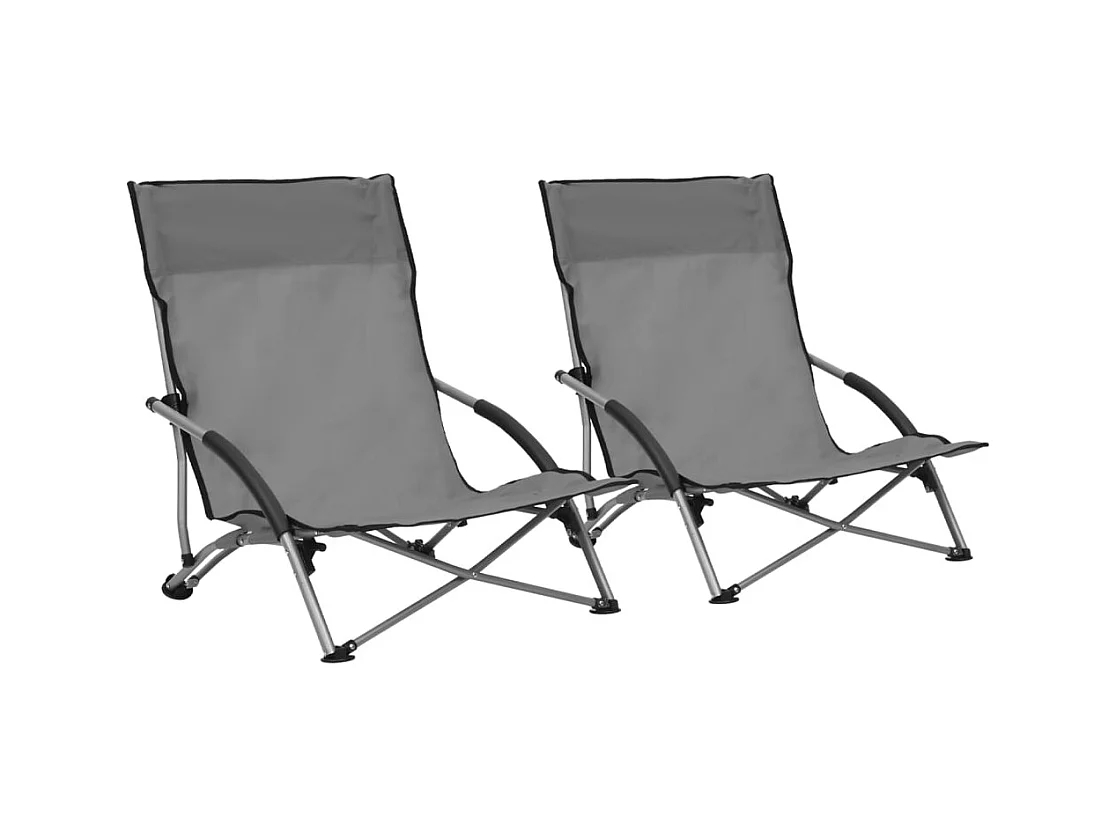 Chaises de plage pliables lot de 2 Gris Tissu