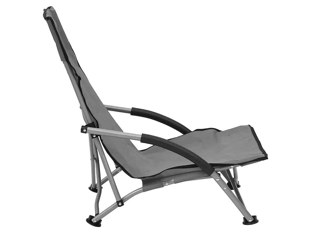 Chaises pliantes 2 pièces en tissu gris