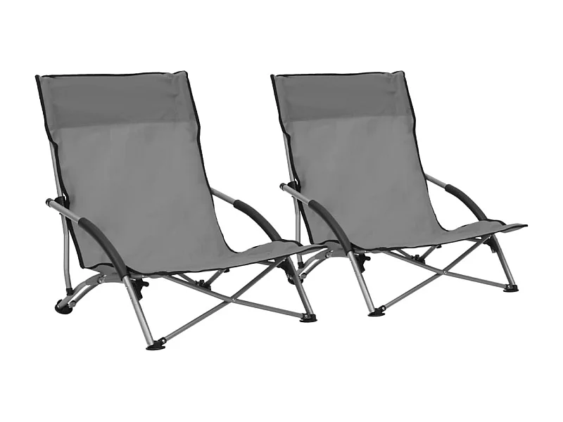Klappbare Strandstühle 2 Stk. Grau Stoff