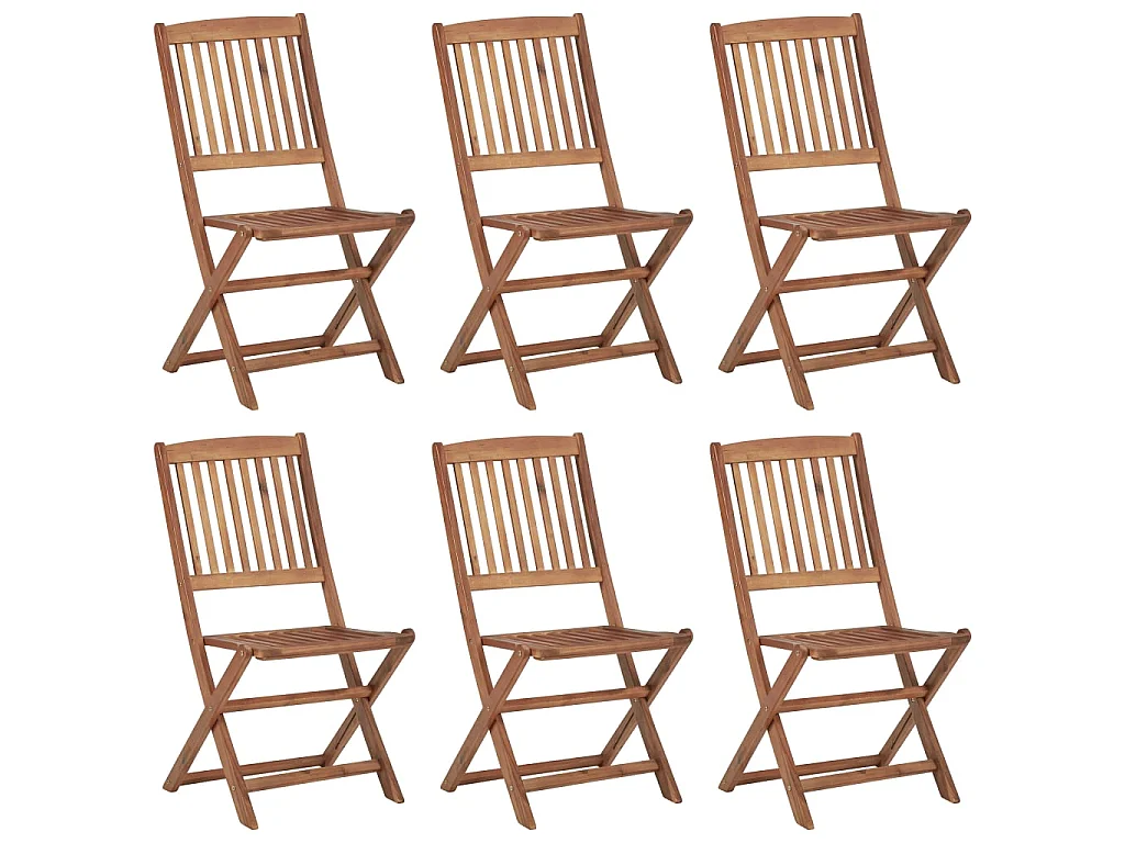 Chaises pliantes 6 pièces en bois d'acacia massif