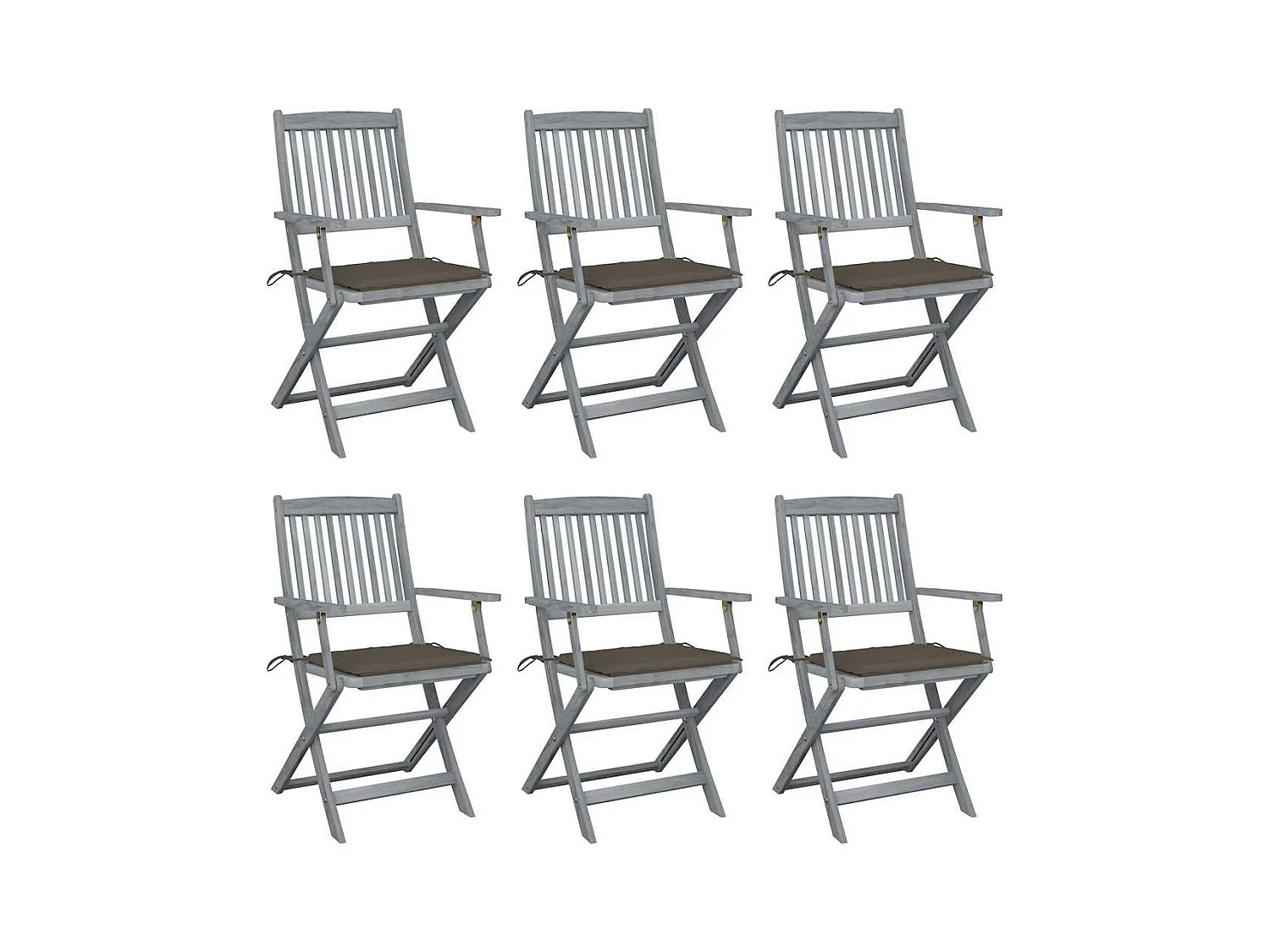 Chaises pliables d'extérieur lot de 6 et coussins Bois d'acacia