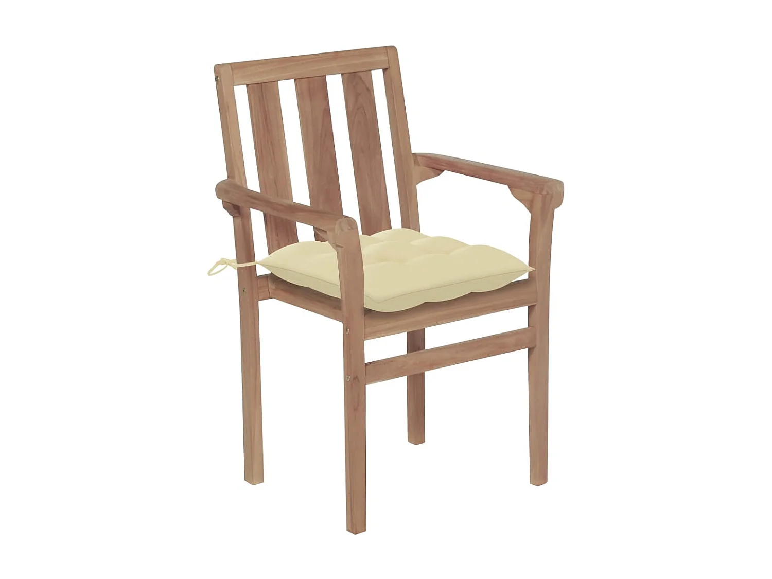 Gartenstühle 2 Stk. mit Cremeweißen Kissen Massivholz Teak