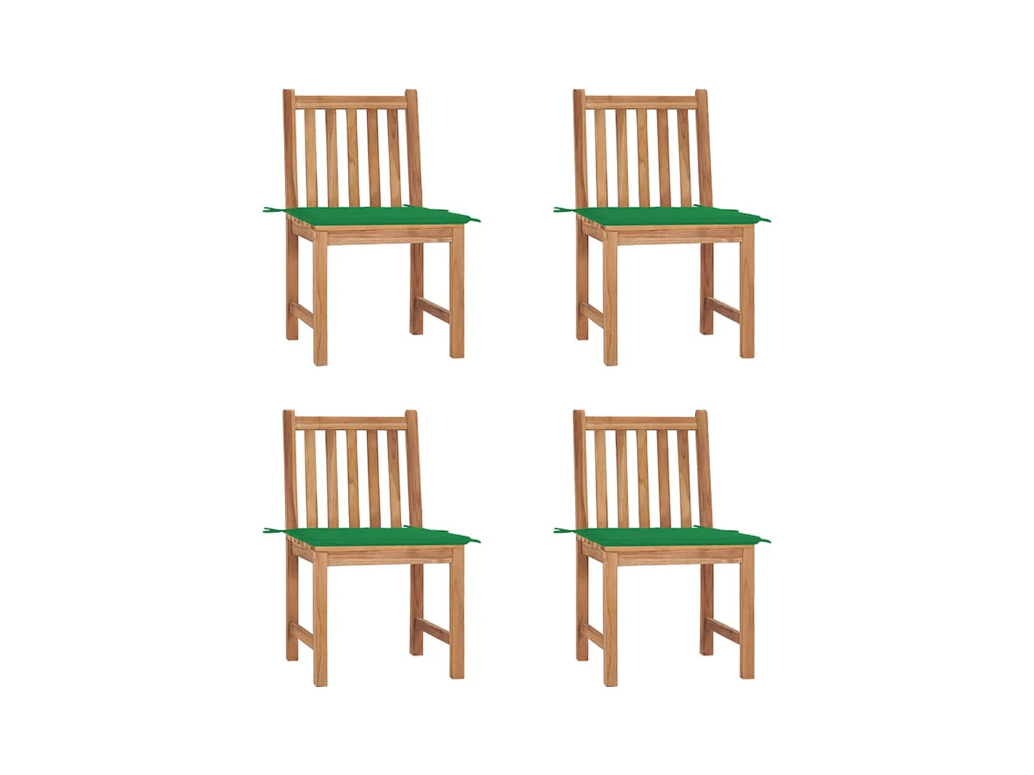 Chaises de jardin lot de 4 avec coussins Bois de teck massif