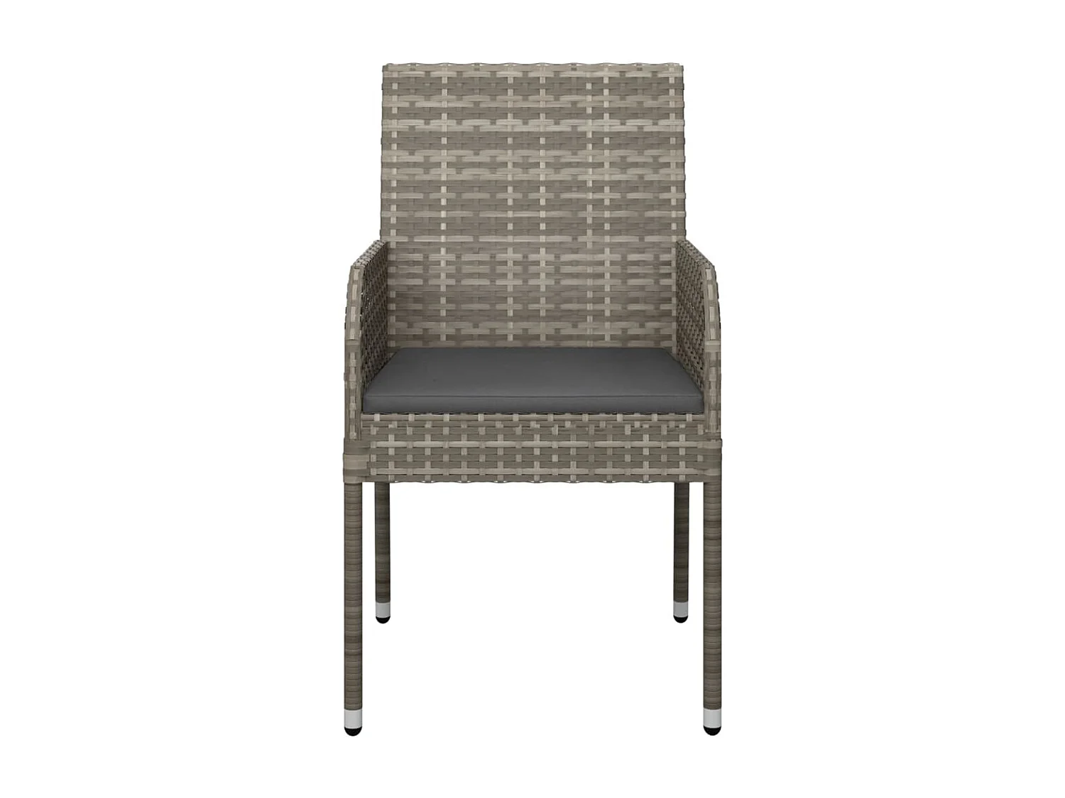 Chaises de jardin avec coussins lot de 4 Résine tressée Gris