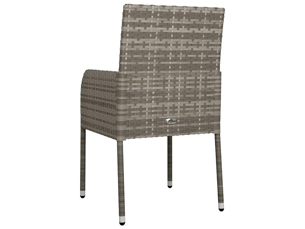 Chaises de jardin avec coussins lot de 4 Résine tressée Gris