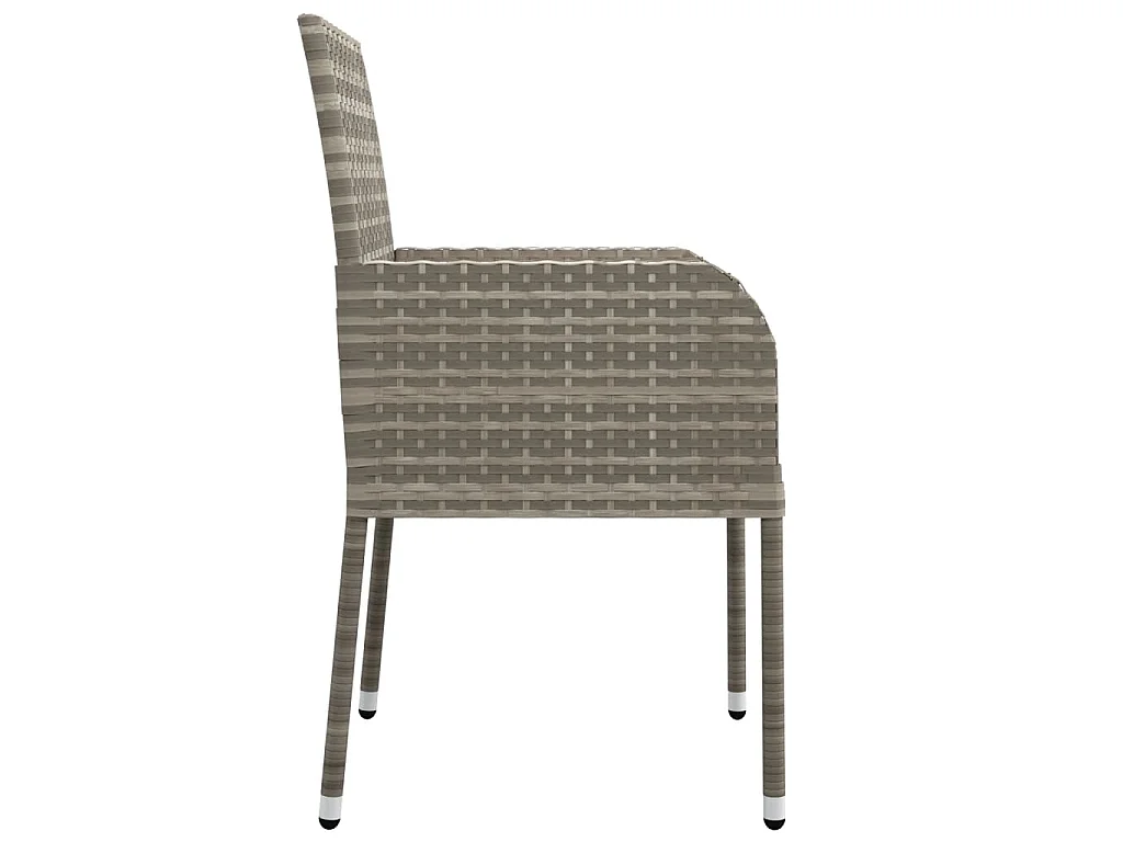 Chaises de jardin avec coussins lot de 4 Résine tressée Gris