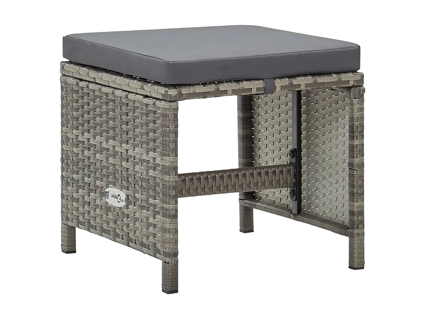 Sgabelli da Giardino 4 pz con Cuscini in Polyrattan Grigio