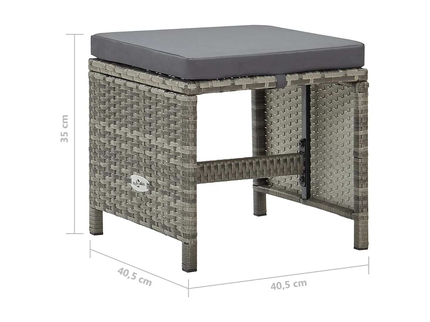 Sgabelli da Giardino 4 pz con Cuscini in Polyrattan Grigio