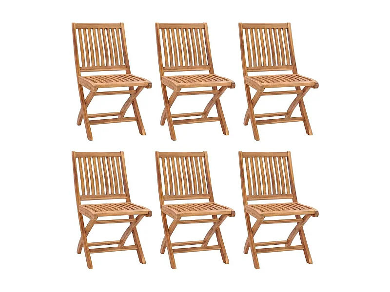 Chaises pliables de jardin avec coussins lot de 6 Bois de teck