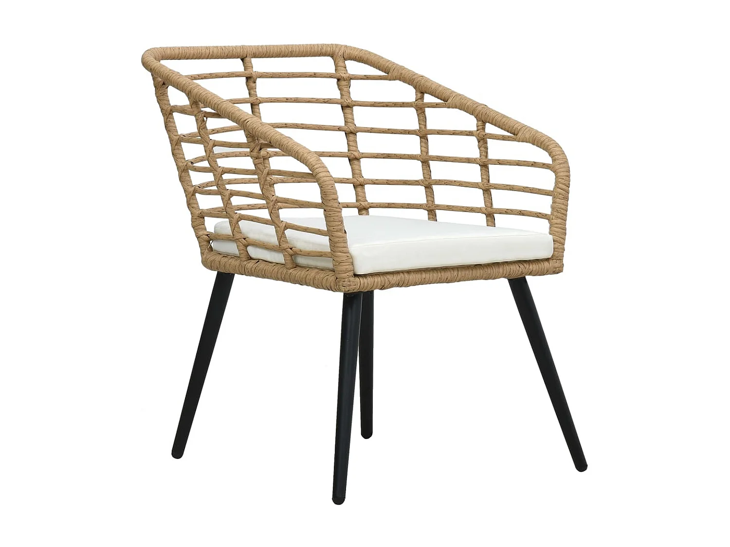 Tuinstoelen 2 st met kussens poly rattan eikenkleurig