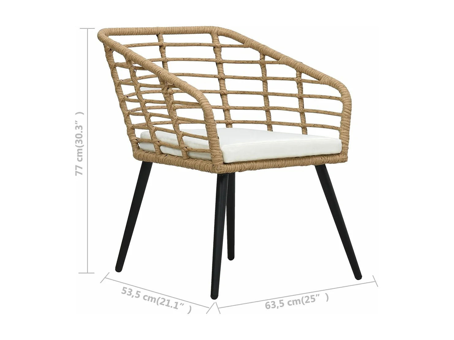 Tuinstoelen 2 st met kussens poly rattan eikenkleurig