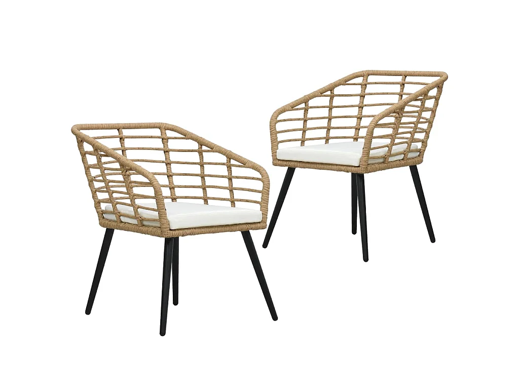 Chaises de jardin lot de 2 avec coussins Résine tressée Chêne