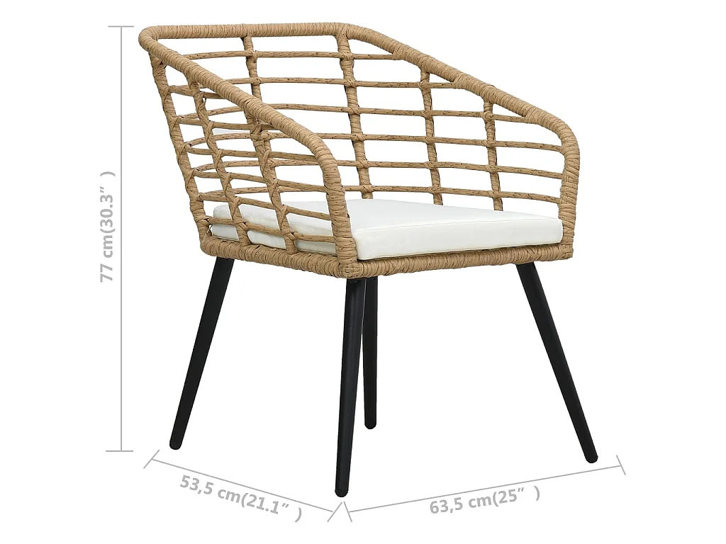 Chaises de jardin lot de 2 avec coussins Résine tressée Chêne
