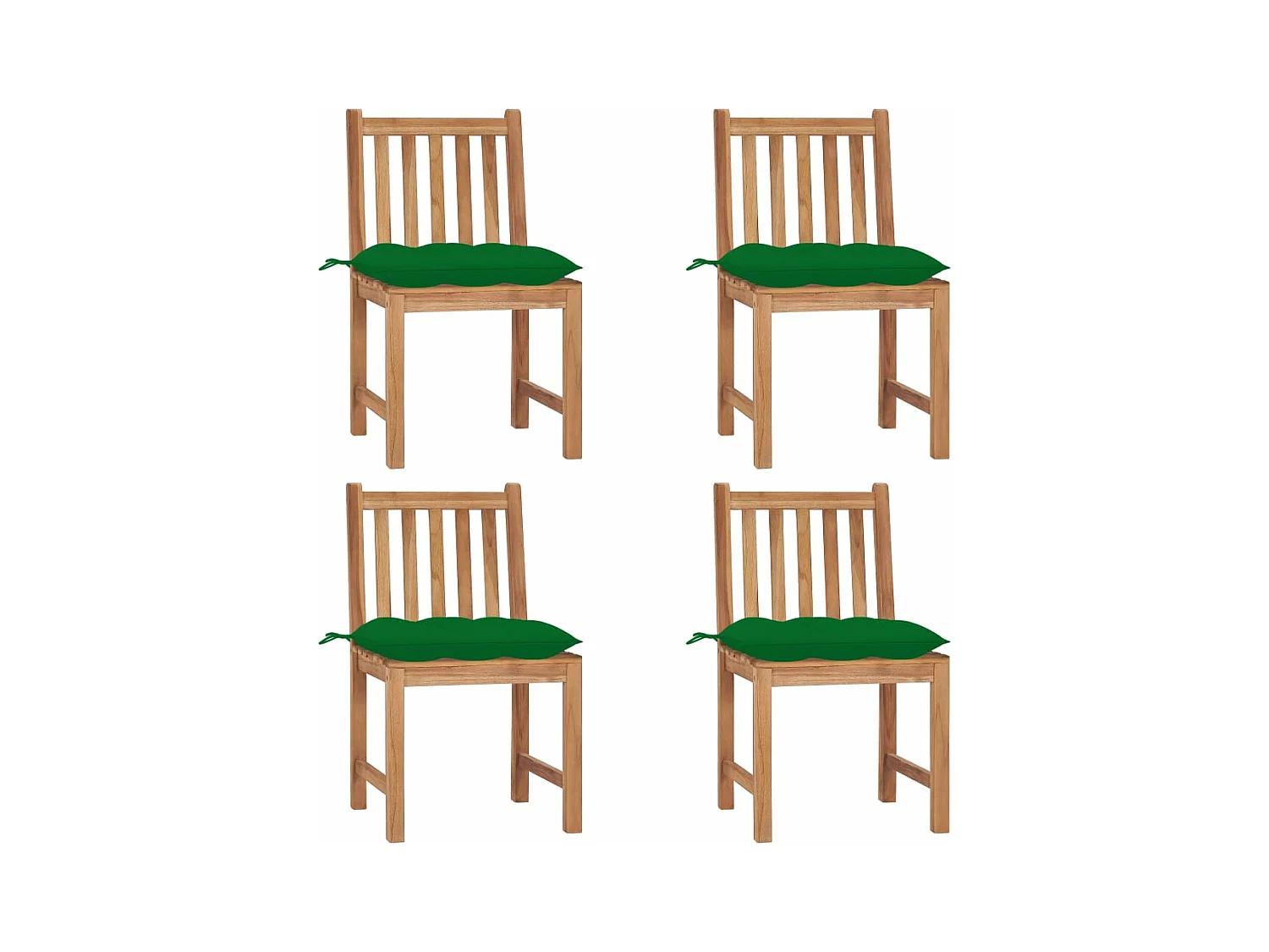 Chaises de jardin lot de 4 avec coussins Bois de teck massif
