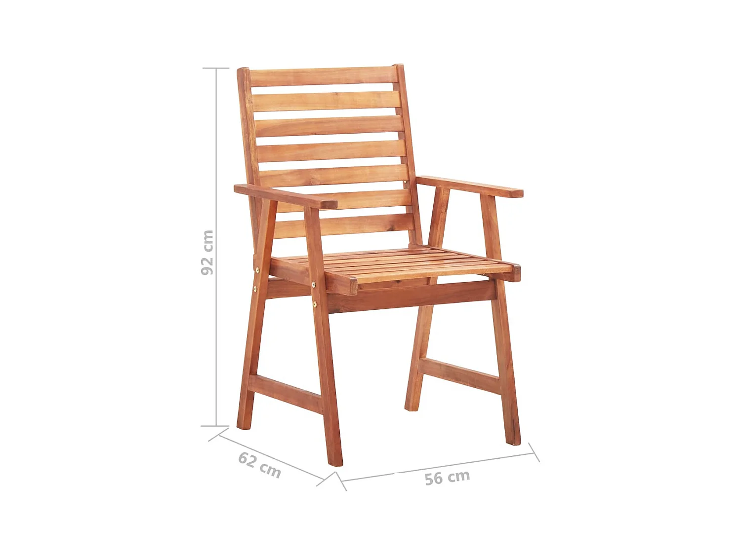 Chaises à manger d'extérieur lot de 3 et coussins Acacia massif